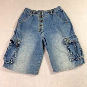 A.CO.CO Shorts Jean Mens 28 Cargo Pocket Denim Exposed Button Fly Vintage
